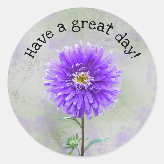 Sticker Rond Aquarelle violette dahlia (Devant)