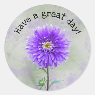 Sticker Rond Aquarelle violette dahlia