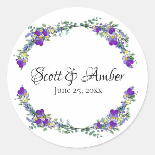 Sticker Rond Aquarelle violette Lavender Eucalyptus