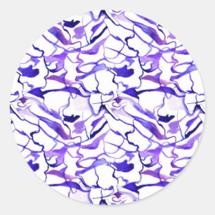 Sticker Rond Aquarelle violette mignonne abstraites lignes moti