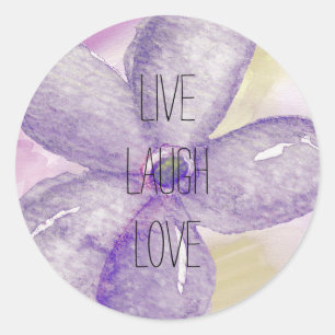 Sticker Rond Aquarelle violette or fleur de rêve