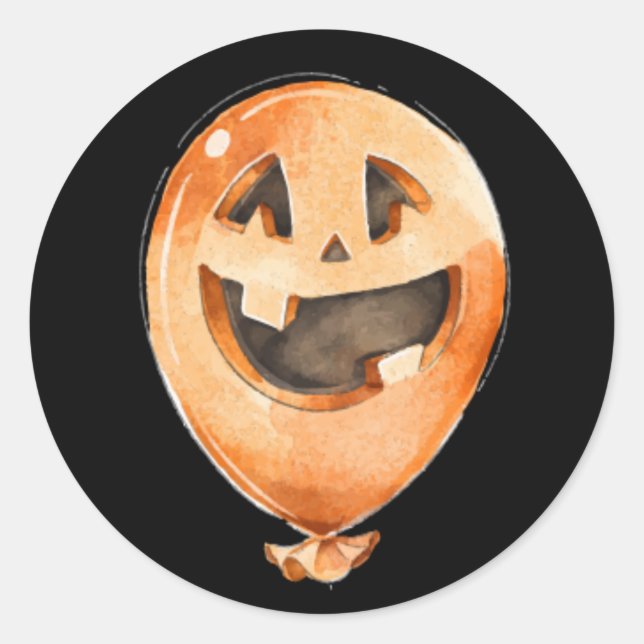 Sticker Rond Aquarelle Whimsical Halloween Baloon (Devant)