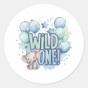 Sticker Rond Aquarelle Wild One 1er anniversaire