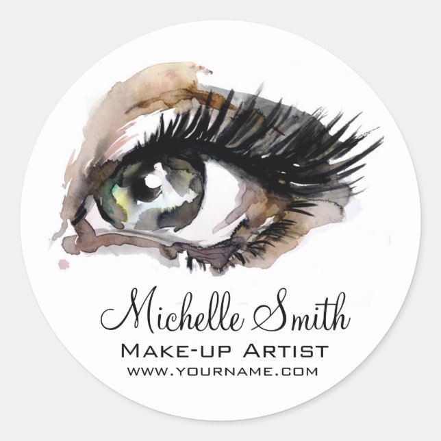 Sticker Rond Aquarelle yeux de foudre extension maquillage marq (Devant)