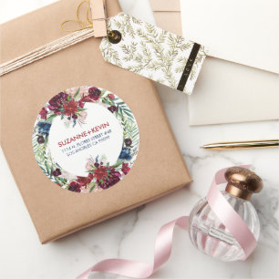 Sticker Rond Aquarelles colorées bouquet de fleurs