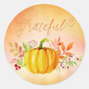 Sticker Rond Aquarelles "gracieuses" de Thanksgiving