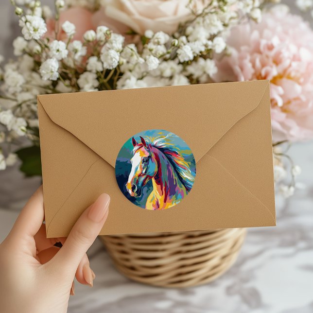 Sticker Rond Aquarelles Illustration de la tête de cheval (Créateur téléchargé)