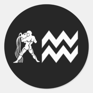 Sticker Rond Aquarius avec symbole