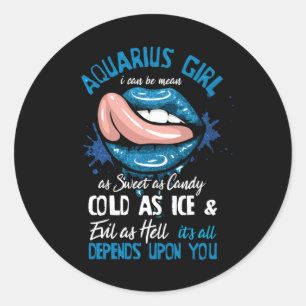 Sticker Rond Aquarius Girl Zodiac Horoscope