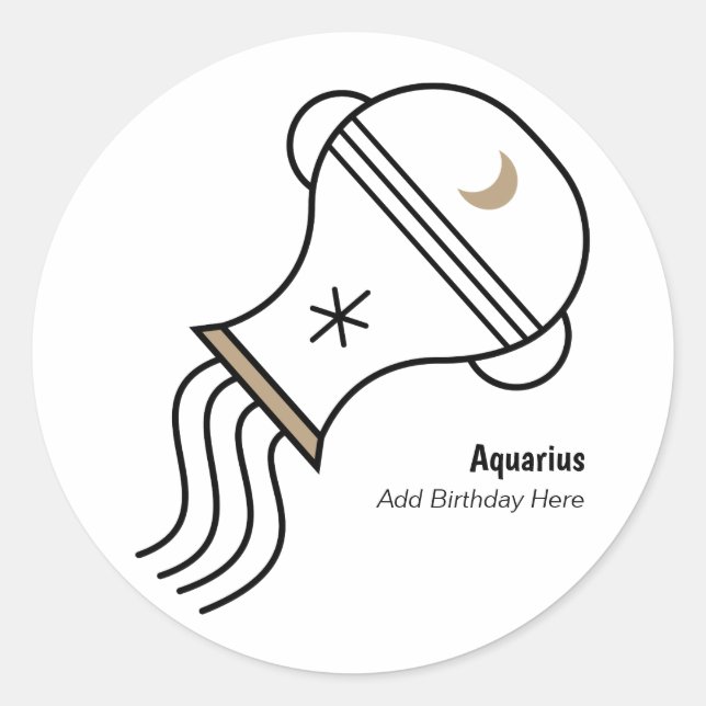 Sticker Rond Aquarius le porteur d'eau fête personnalisée faveu (Devant)