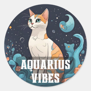 Sticker Rond Aquarius Zodiac Decal pour les amateurs d'astrolog