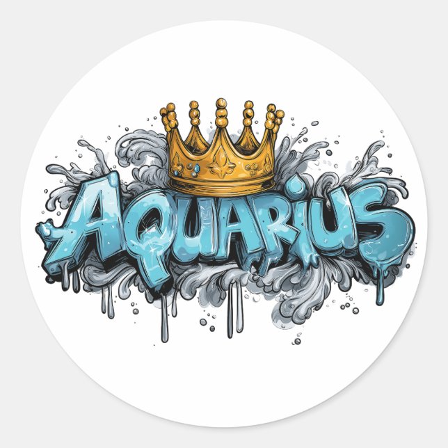Sticker Rond Aquarius Zodiac Graffiti innovant Airbrush (Devant)