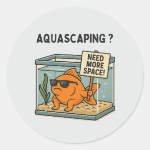 Sticker Rond Aquascaping Drôles de poissons – Humour d'aquarium