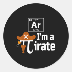 Sticker Rond Ar I'm A Pirate Funny Pi Pun Science Mars 14 3.14