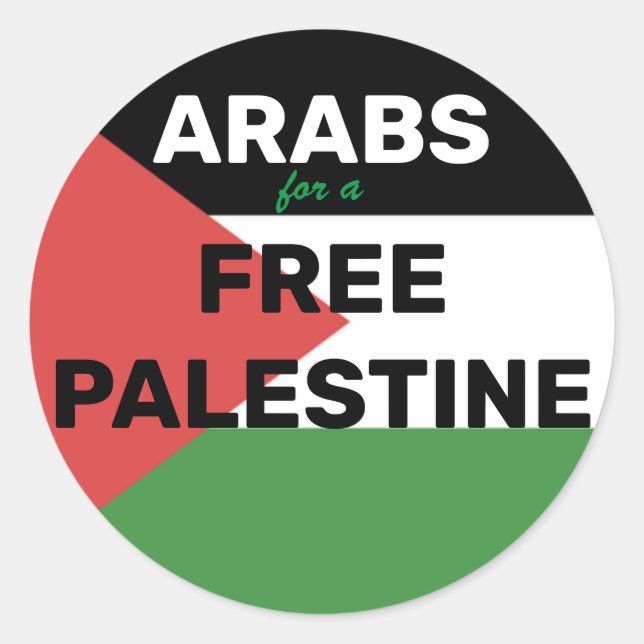 STICKER ROND ARABES POUR UNE PALESTINE GRATUITE DRAPEAU ROUGE N (Devant)