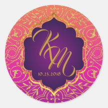 Arabian Nights Bollywood Monogram Mariage Étiquett