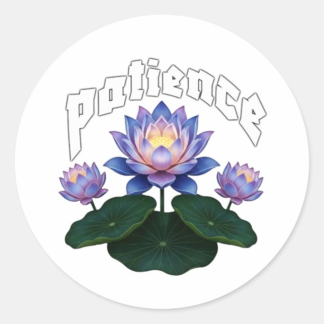 Sticker Rond Arabic Calligraphy Sabr Patience - Zen Lotus Flowe (Devant)