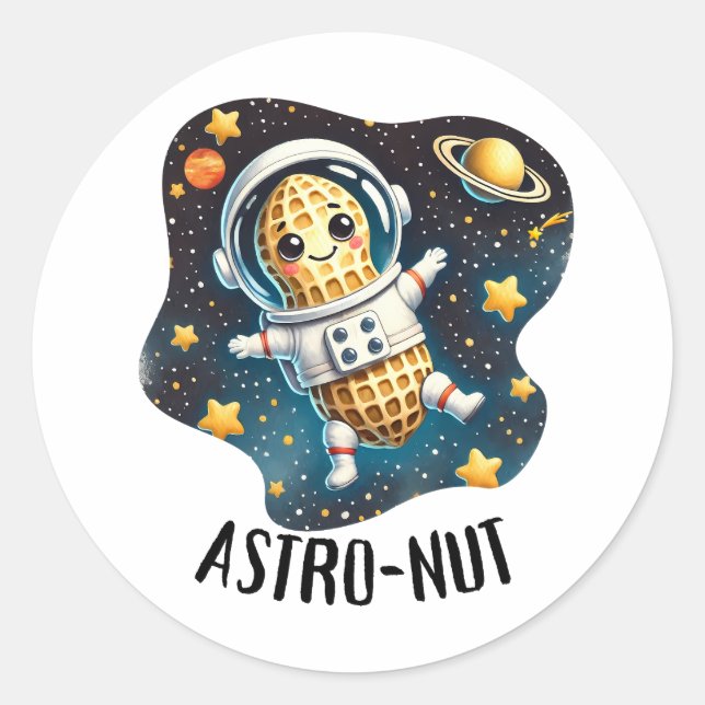 Sticker Rond Arachide de noix d'astronaute, touron d'astronaute (Devant)