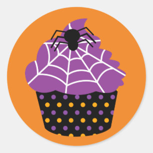 Sticker Rond Araignée cupcake Halloween