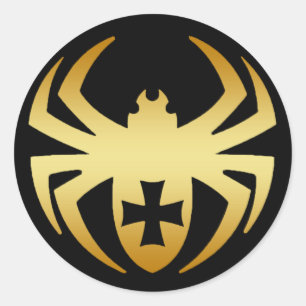 STICKER ROND ARAIGNÉE D'OR AVEC LA CROIX