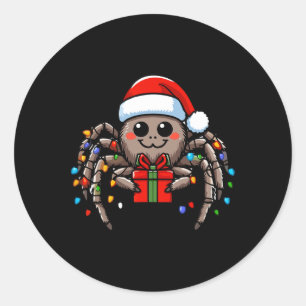 Sticker Rond Araignée portant le chapeau de Noël Noël Noël Noël