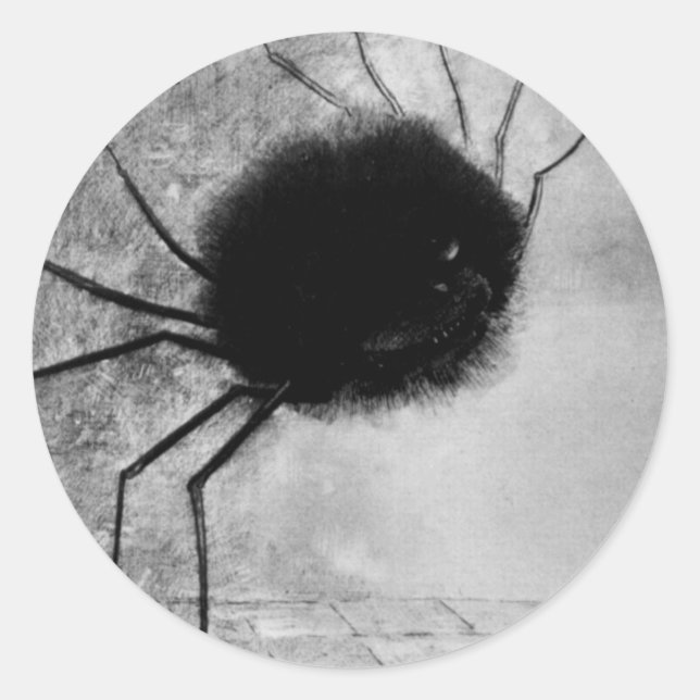Sticker Rond Araignée souriante par Odilon Redon, Halloween Vin (Devant)