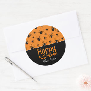Sticker Rond Araignées Halloween Black Orange Personnalisé