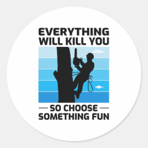 Sticker Rond Arboriste Arbre Chirurgien Climber Escalade Trimme