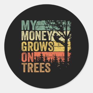 Sticker Rond Arboriste Homme Grimpeur d'arbres Vintage Mon arge