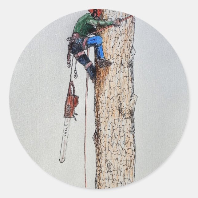 Sticker Rond Arboriste Tree Surgeon (Devant)