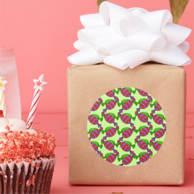 Sticker Rond Arbre à bonbons - Customisé (Fête)