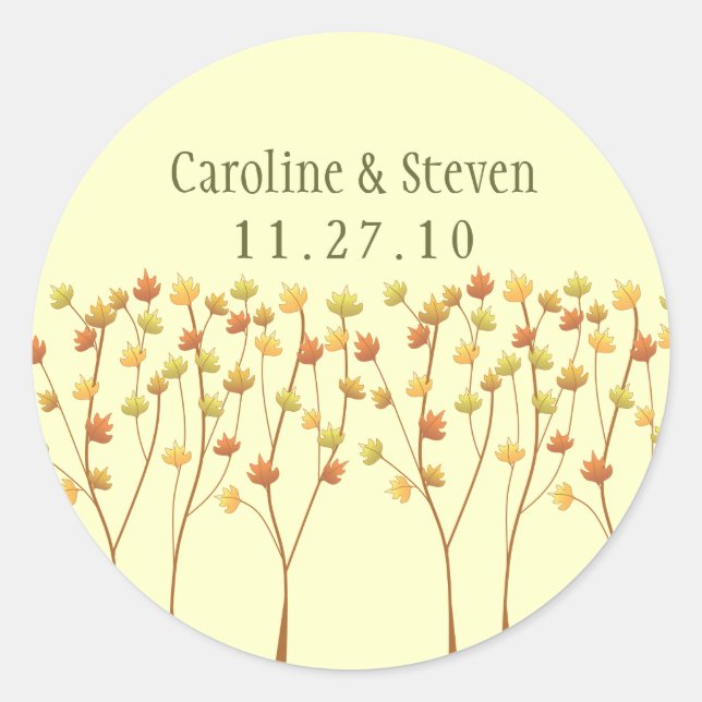 Sticker Rond Arbre à brindilles d'automne - Mariage (Devant)