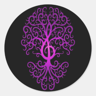 Sticker Rond Arbre à Clef Arbre, violet et noir