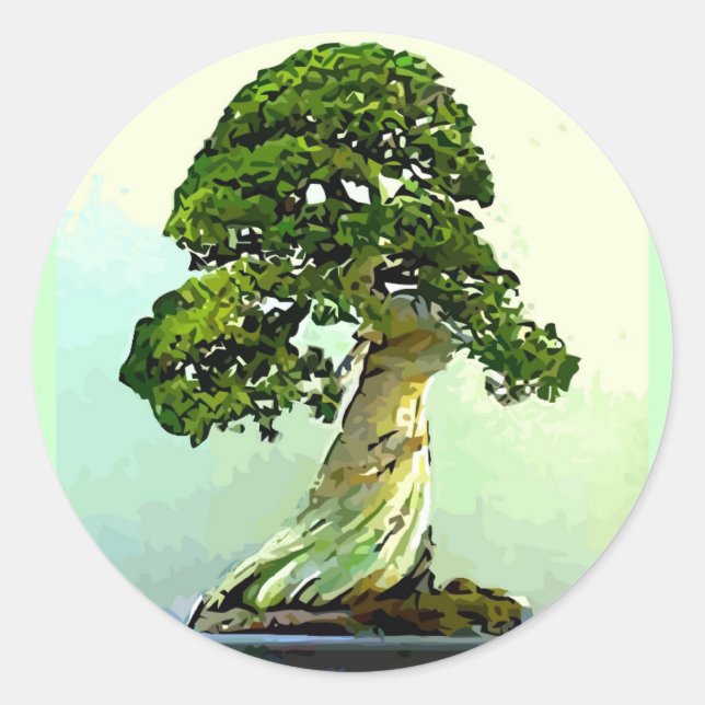 Sticker Rond Arbre à cyprès de Bonsai (Devant)