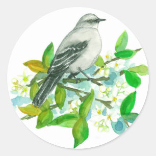 Sticker Rond Arbre à fleurs orange Floride Mockingbird