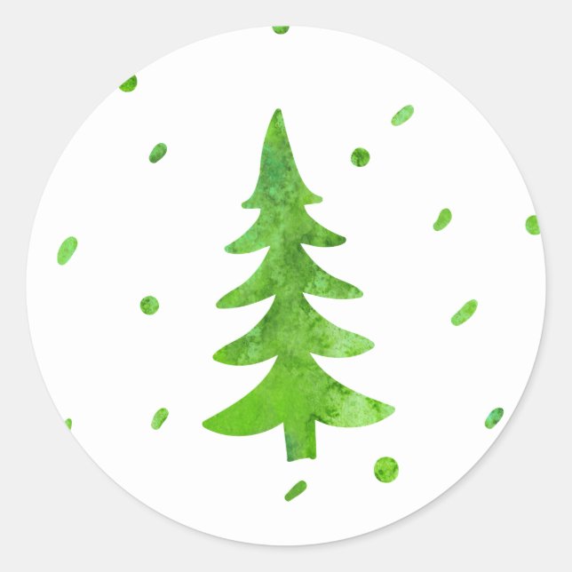 Sticker Rond Arbre à pin aquarelle (Devant)