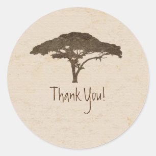 Sticker Rond Arbre Acacia Safari Africain Mariage Vintage Faveu