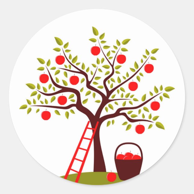 Sticker Rond Arbre Apple (Devant)