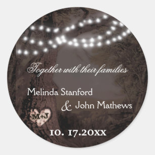 Sticker Rond Arbre cardiaque sculpté avec lumières