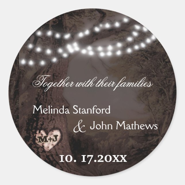 Sticker Rond Arbre cardiaque sculpté avec lumières (Devant)