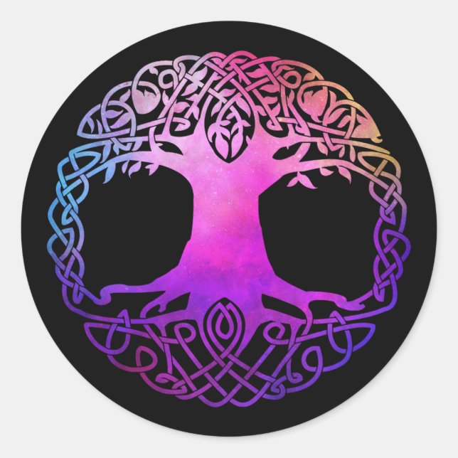 Sticker Rond Arbre Celtique coloré de la vie (Devant)