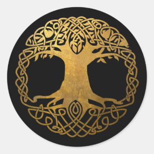 Sticker Rond Arbre celtique d'or