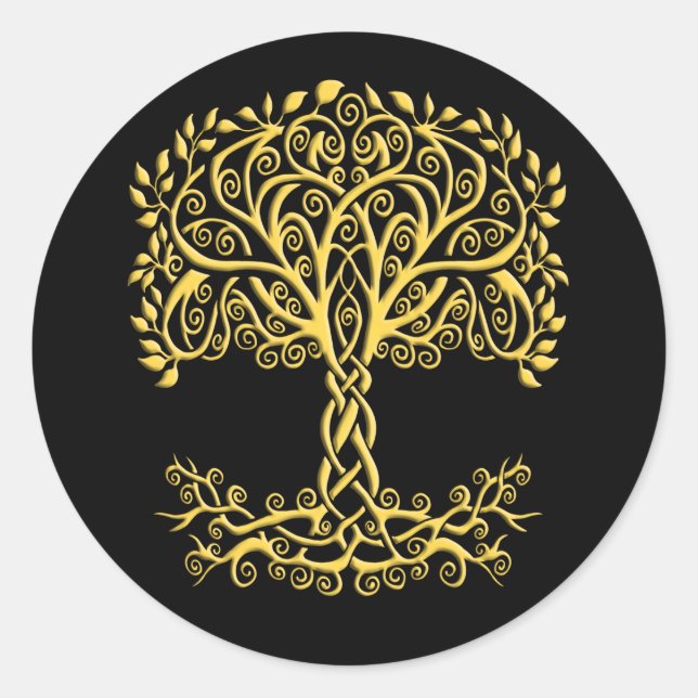 Sticker Rond Arbre Celtique Jaune (Devant)