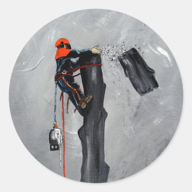 Sticker Rond Arbre chirurgien Arboriste Noël présent Anniversai (Devant)