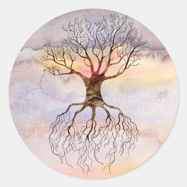 Sticker Rond Arbre contre le ciel (Devant)