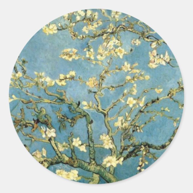 Sticker Rond Arbre d'amande en fleurs par Van Gogh (Devant)