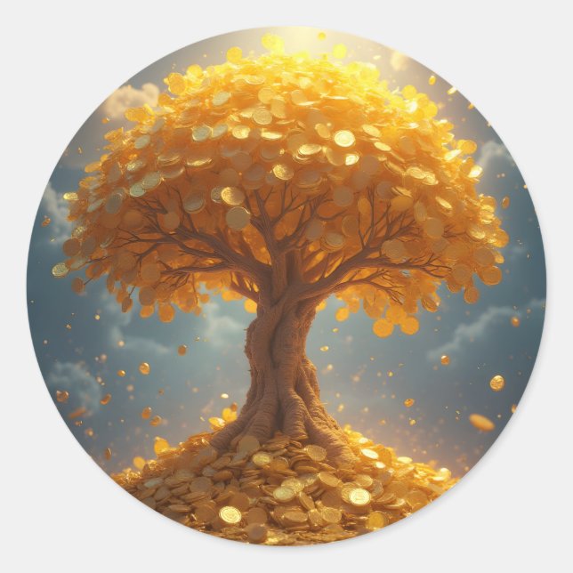 Sticker Rond arbre d'argent doré or (Devant)