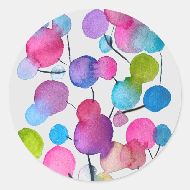 Sticker Rond Arbre d'art abstrait rose mignon (Devant)