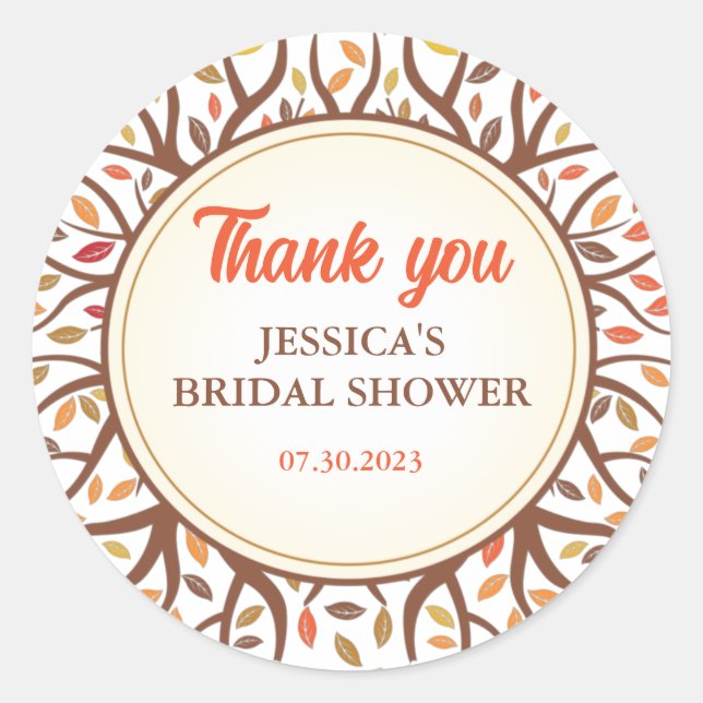 Sticker Rond Arbre d'automne qui tombe Feuille Fête des mariées (Devant)