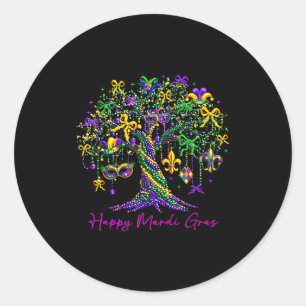 Sticker Rond Arbre de Carnaval de Mardi Gras Joyeux Femme Homme
